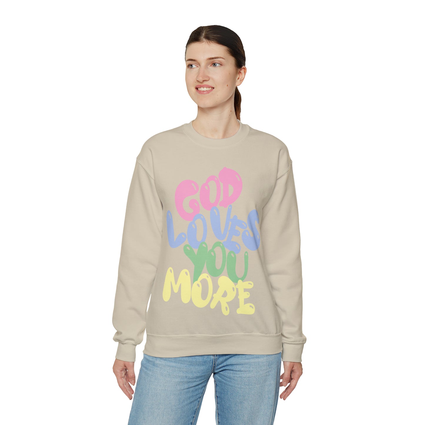 God Loves You More Bubble Pastel Crewneck Sweatshirt